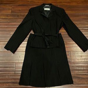 Classic MaxMara 2 piece suit. Black with white pin stripe. Size 8